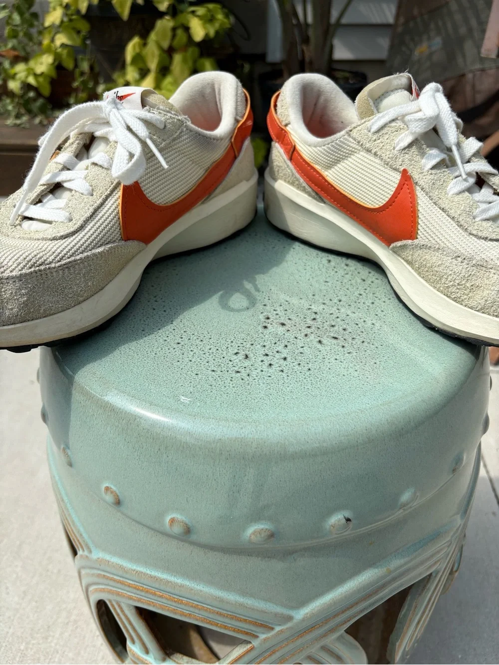 Nike Women's Waffle Debut  Low-Top Sneakers in Muslin/Campfire Orange size 9